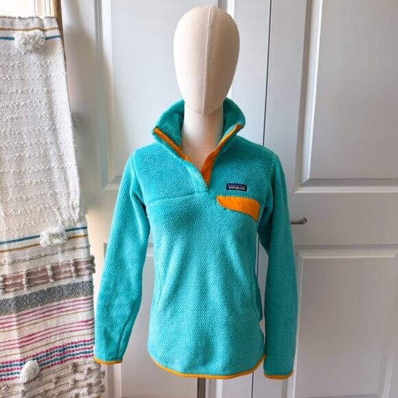 Patagonia Re-Tool Snap-T Turquoise Orange Pullover Sweater Women’s Size XS - Picture 1 of 12